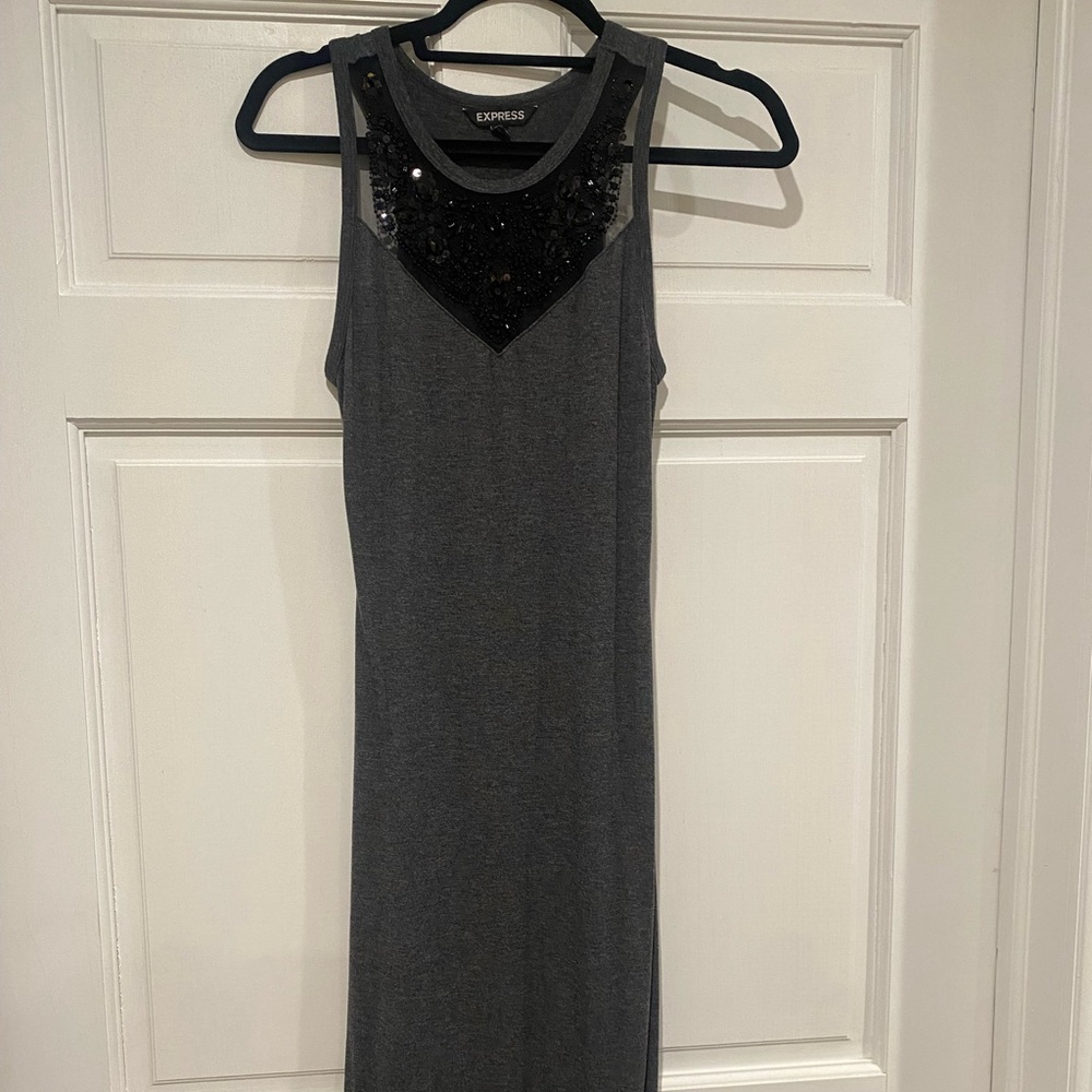 Express Gray Halter Sheath Midi Dress
